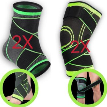 Imagem de Kit Joelheira e Tornozeleira de Compressão OEM Tensor Alívio de Dor no Joelho Inlis Ana Suporte Articular Tamanho Único