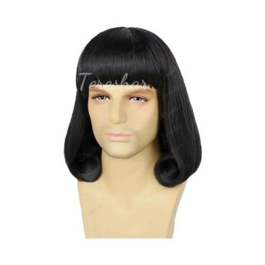 Imagem de Peruca Sintética Preta Unissex Com Franja Estilo Bob Lord Farquaad Par