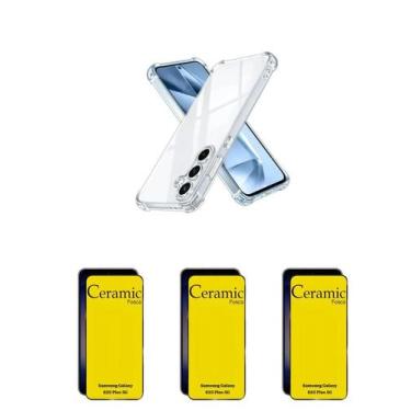 Imagem de 3UN Películas Cerâmica Fosca + Capa Silicone TPU Para Galaxy S25 Plus 
