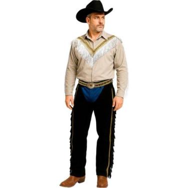 Imagem de Fantasia Cowboy Adulto Roupa Country Masculina de Luxo Com Chaps - Fan