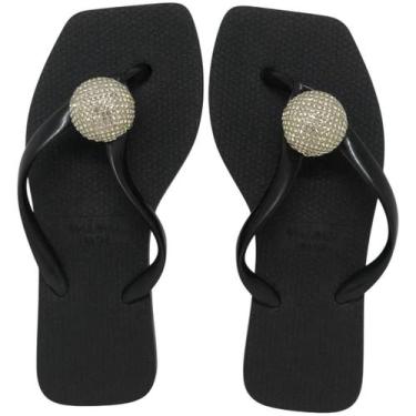 Imagem de Chinelo de Dedo Infantil Menina Conforto Leve Sua Cia Mini, Preto, 31