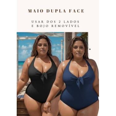 Imagem de Maiô BIG Plus Size Dupla Face Com Bojo Removível Laço Busto Tamanho Gr