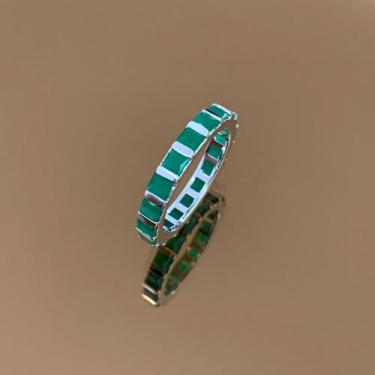 Imagem de Anel Aliança Aparador Quadrado - Bia Joias Contemporâneas , Esmeralda,