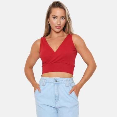 Imagem de Top Canelado Transpassado - LE JULIE, Vermelho, P