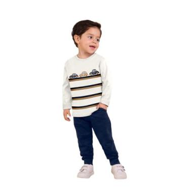 Imagem de Conjunto Infantil Menino Blusa Manga Longa E Calça Moletom Milon, Off 
