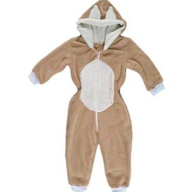 Imagem de Macacão Infantil Fantasia Parmalat Bebê Urso Panda, Marrom, 6-9 M