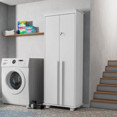 Imagem de Armário Multiuso México 2 Portas com Chave para Banheiro e Lavabo 75cm Branco RV Móveis
