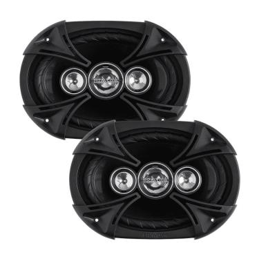 Imagem de Alto Falante Quadriaxial 6x9 B4X69BK 220W Rms 4R Par com Grade de Proteção para Som Automotivo Bravox