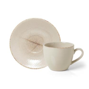 Imagem de Xícara com Pires Reative Leaf White em Cerâmica para Café Acabamento Brilhoso Artesanal Copa & Cia