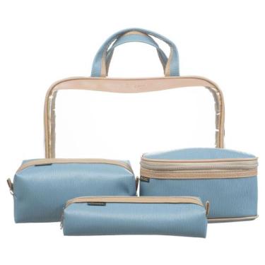 Imagem de Necessaire Feminina 4 Peças Bolsa Organizadora Viagem Cosméticos Maqui
