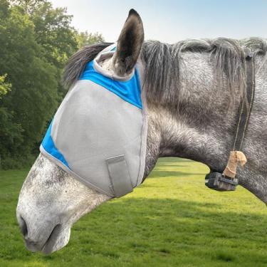 Imagem de Máscara anti-moscas para cavalo KRAVEXQY XL com proteção UV e respiráv