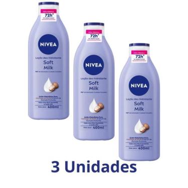 Imagem de Loção Hidratante Nivea Soft Milk Kit com 3 Und 400ML