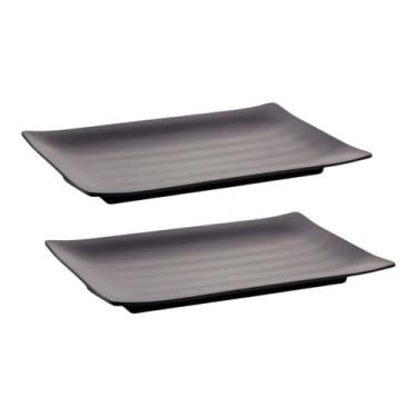 Imagem de Bandeja Oriental Casal Sushi Melamina Preta 24,5x16,5cm - Lyor