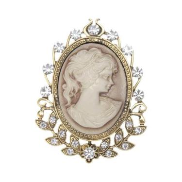 Imagem de Broche De Cabeça Feminino Com Strass E Personagem, Alfinete De Lapela 