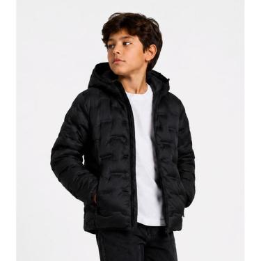 Imagem de Jaqueta Puffer Infantil Menino Com Capuz Sea Surf Preto