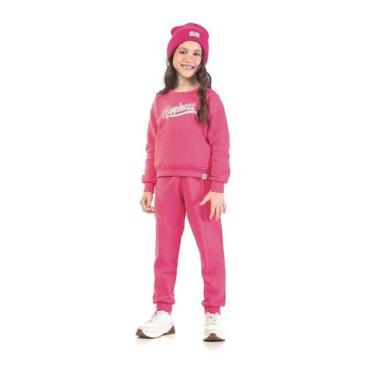 Imagem de Conjunto Moletom Infantil Feminino Casaco + Calça Dila 03970, 6, Rosa