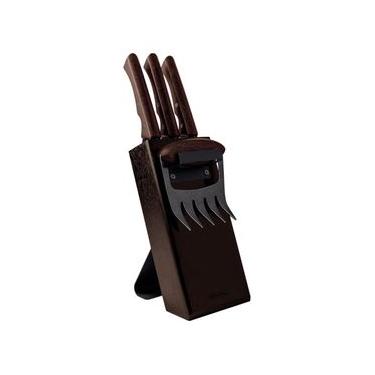 Imagem de Kit para Churrasco Tramontina Black 5 Peças Aço Inox Escurecido e Cabos de Madeira