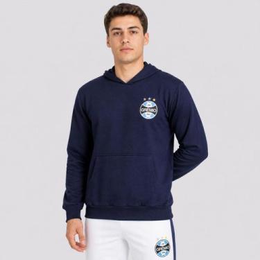 Imagem de Moletom Grêmio Canguru Azul Logo Escudo - Retromania, M