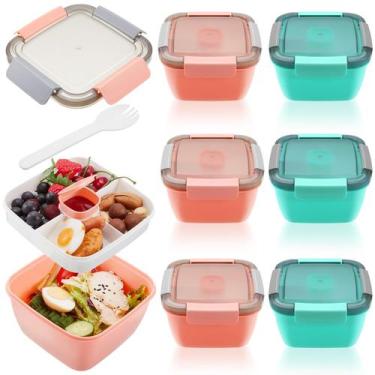 Imagem de Pote para Salada Tessco for you 1,5 L Pacote com 6 Rosa/Verde