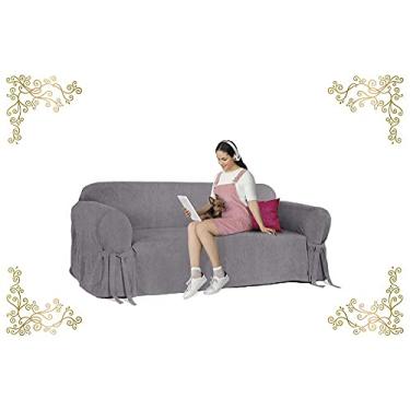 Imagem de Capa Protetor de Sofá 4 lugares Impermeável Acquablock Impermeável Anti Unha Animal Gato Pets Kids Cor:Cinza Grafite