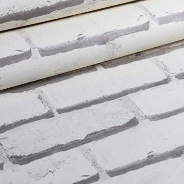 Imagem de Papel De Parede Importado Vinílico Lavável Alto Relevo Texturizado (7773 - Tijolinho Off-White)