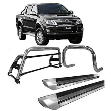 Imagem de Kit quebra mato+Estribo Pers +Santo Ant H2 Hilux 05/15 CROMO