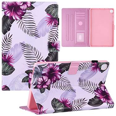 Imagem de KYJX Capa para tablet Samsung Galaxy Tab S6 Lite 10,4 SM-P610 versão 2020, capa para tablet de couro PU com suporte fino de seda para Galaxy Tab S6 Lite 10,4 polegadas 2020 (flor roxa)