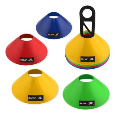 Imagem de Half Cone de Marcação de Plástico - Kit com 12 - Azul/amarelo/vermelho/verde - Muvin