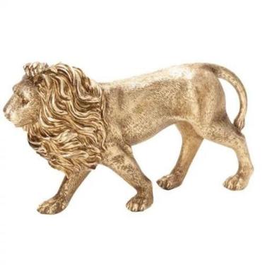Imagem de Escultura Leão Em Poliresina 14891 Dourado Mart