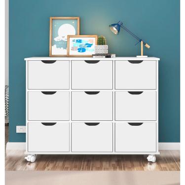Imagem de Nicho Organizador 108 x 83 cms com 9 Gavetas Brancas e Rodízios Qmovi