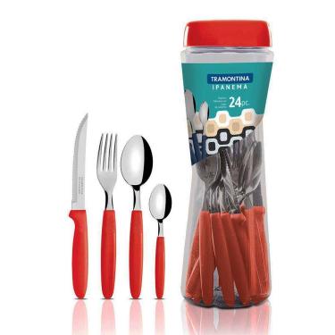 Imagem de Conjunto de Talheres Ipanema 24 Peças Inox Vermelho 23399791 - Tramontina