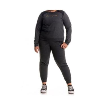 Imagem de Conjunto Moletom Feminino  Flanelado Plus Size Cereja Rosa