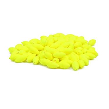 Imagem de 1 pacote de contas de pesca (100 pe?as),indicador de pesca de pl¨¢stico, contas de equipamento de brilho, iscas de pesca iscas contas flutuantes ferramenta de pesca(yellow), Glow Rig Beads Float