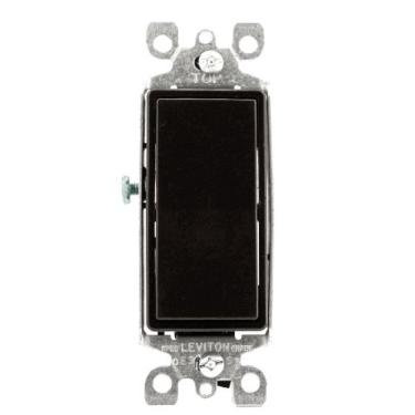 Imagem de Leviton 5603-2 15 Amp, 120/277 Volts, Interruptor silencioso Decora Rocker 3 Vias AC silencioso, nível residencial, aterramento, marrom