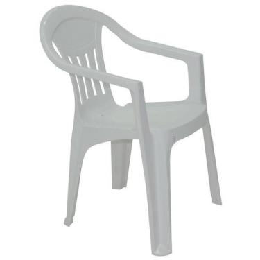 Imagem de Cadeira Plastica Monobloco Com Bracos Ilhabela Branca - Tramontina