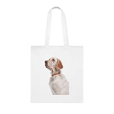 Imagem de Bolsa para cachorro Setter inglês, presente para cachorro Setter inglês, aniversário de cachorro Setter inglês bolsa de ombro para cachorro Setter inglês, bolsa reutilizável para cães Setter inglês, Branco