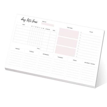 Imagem de Bloco de notas adesivo para agenda semanal / Bloco de notas reposicionável de 25,4 cm x 15,2 cm / Bloco de tarefas semanal motivacional