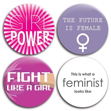 Imagem de Great North American Button Emporium Girl Power - Feminista/Feminino - 5,7 cm