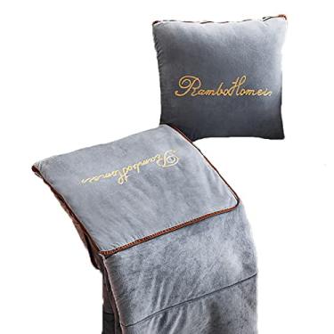 Imagem de Yajun Cobertor de almofada 2 em 1 para banco de cadeira carro escritório joelho colcha cobertores de ar condicionado verão travesseiro de flanela decoração de casa, cinza, 40 * 40 cm