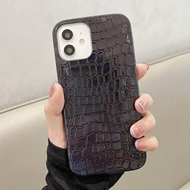 Imagem de Capa de telefone de silicone macio textura jacaré para iphone 12 mini 11 pro xs max x xr se 7 8 plus serpentina capa de couro pu, preto, para iphone x ou xs