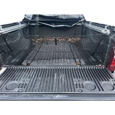 Imagem de Rede de carga de malha elástica estilo envelope para Nissan Titan 2016-2022 - Organizadores de porta-malas premium e armazenamento - Rede de carga para camionete - Divisor de cama de caminhão - Organizador de carro para coleta