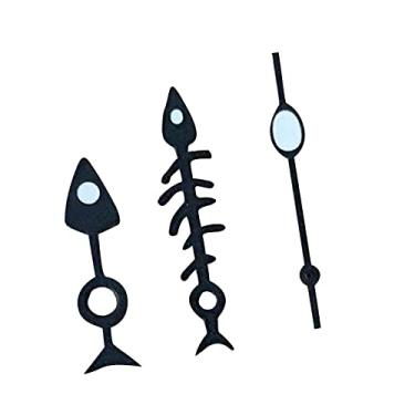 Imagem de MOOKEENONE 3 peças de ponteiros de relógio, espinha de peixe, ponteiro verde luminoso para NH35/NH36/4R/7S, Black