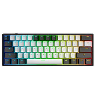 Imagem de 60% TKL MINI TECHADO MECÂNICO DO JAMING, Teclado de teclado portátil RGB PBT com Wired PBT para jogador white/black-blue switch