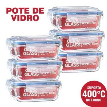 Imagem de Kit 6 Potes De Vidro Herméticos Alta Qualidade Click Glass