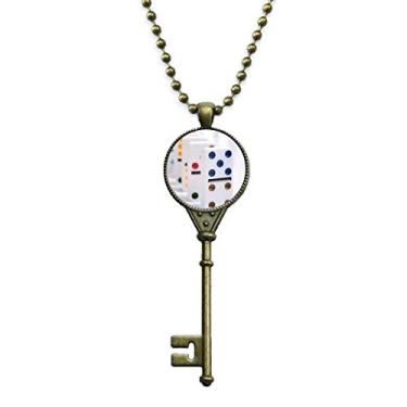 Imagem de DIYthinker Colar Pai Gow Dominoes Dice Gambling Key Necklace Pendant Tray Embellished Chain