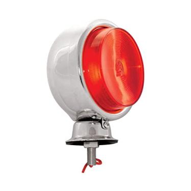 Imagem de Lanterna Ecoline Vermelho Pedestal Com Suporte Cromado Lente Bojuda uso geral