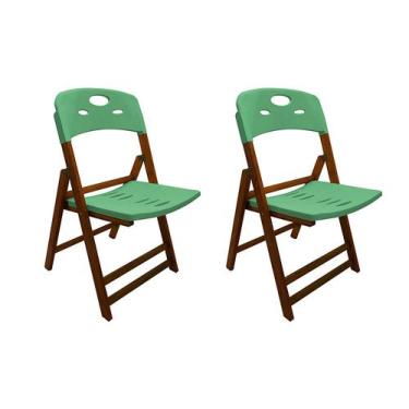 Imagem de Kit Com 2 Cadeiras Dobraveis De Madeira Elegance Mel Polipropileno Ver