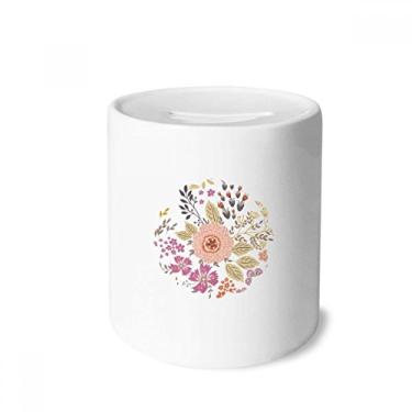 Imagem de DIYthinker Caixa de moedas branca amarela e laranja com flor para dinheiro e porta-moedas de cerâmica para presente de cofrinho