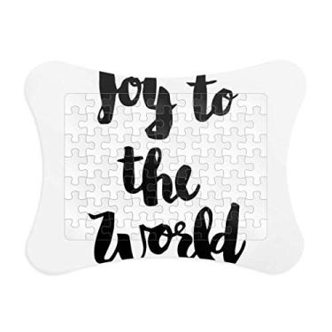 Imagem de Joy to The World Moldura de quebra-cabeça estilo citação de papel para casa