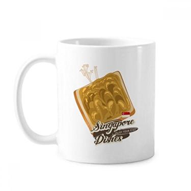 Imagem de Caneca clássica Singapura Kaya Toast de cerâmica branca presente com alças 350 ml